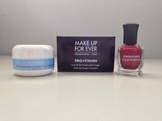 B Kamins Nutrient Replacement Cream -15mL (), Make Up For Ever Pro Finish Multi-Use Powder Foundation - 1g (), Deborah Lippmann Since I Fell For You - 15mL ($20)